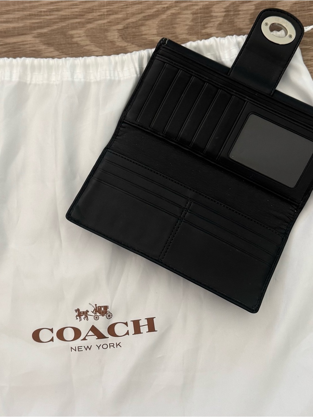 COACH Black Leather Turnlock Card Holder Wallet - Picture 2 of 3